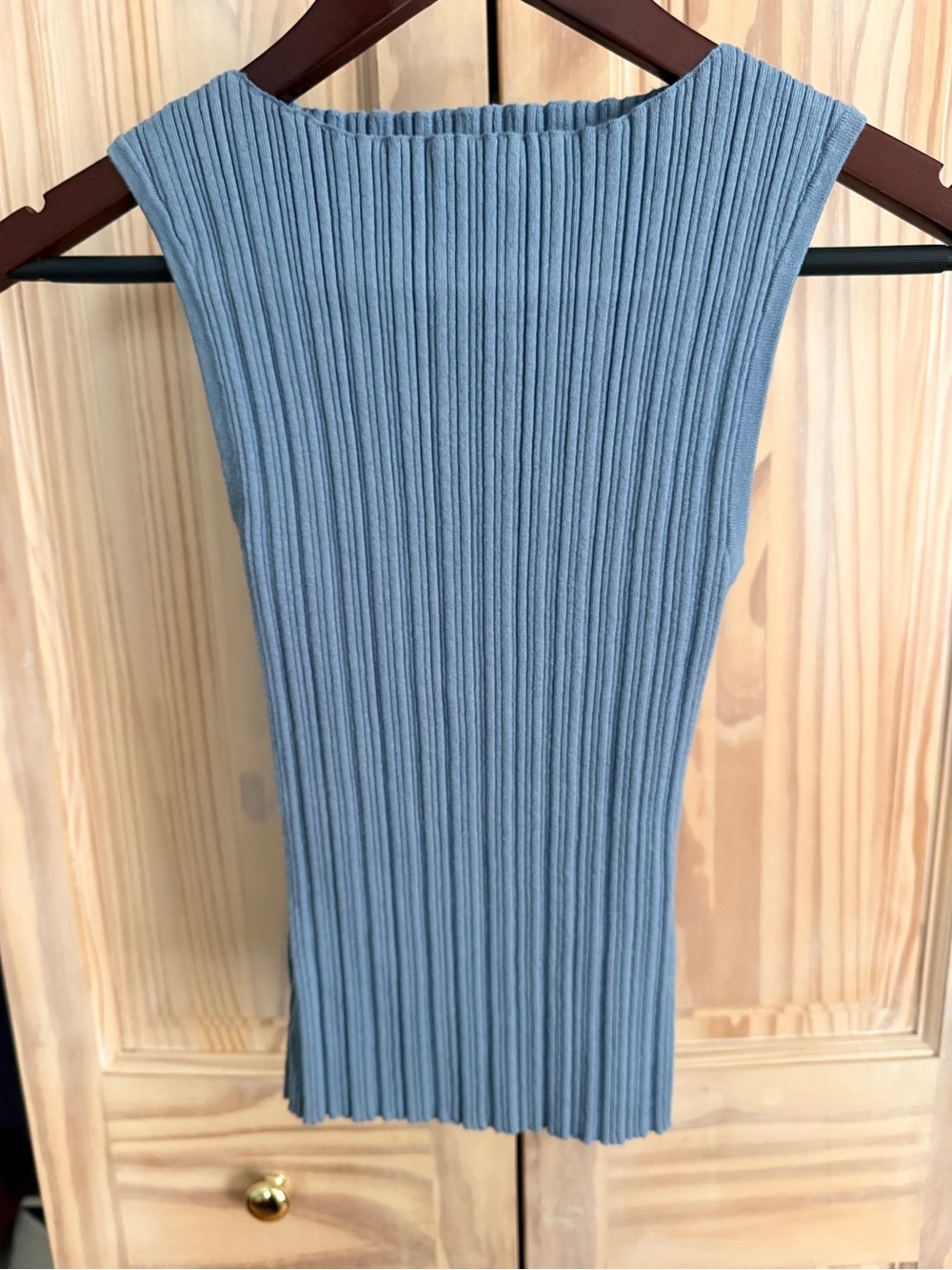 Quince Cotton Cashmere Ribbed Tank - light blue XS